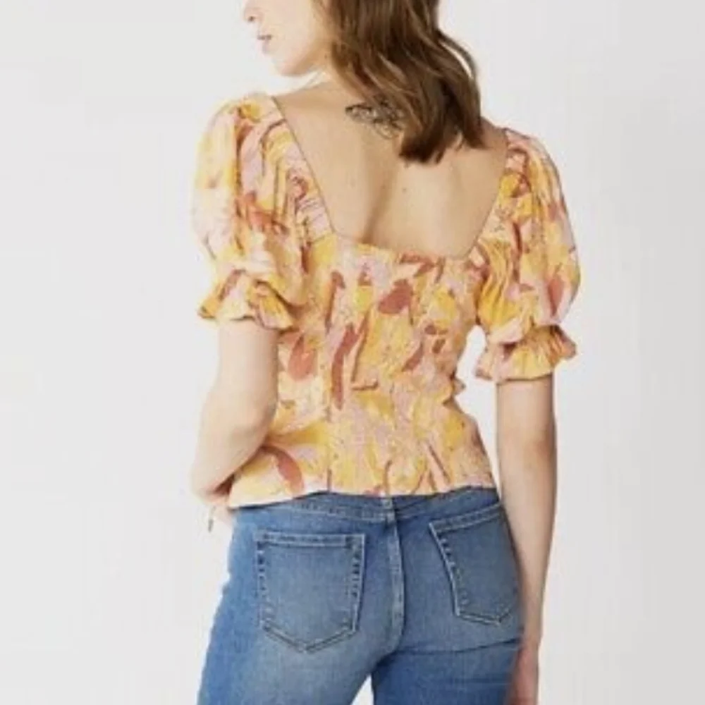 Nine West Womens Twist Front Puff Sleeve Top